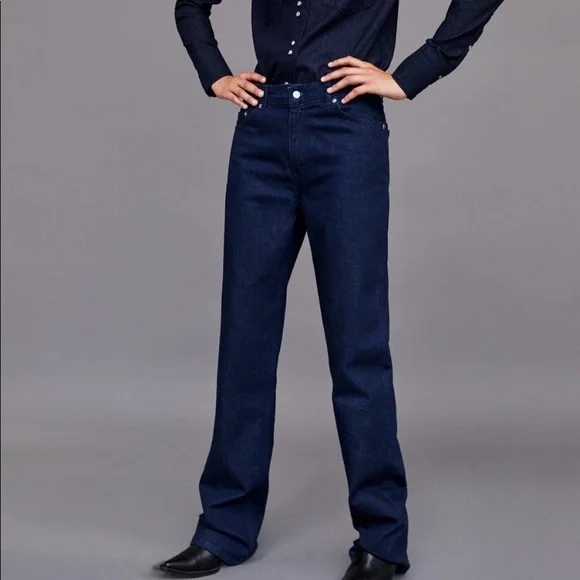 ZARA Heritage Straight Sunset Blue Denim Jeans 2 - Picture 5 of 14